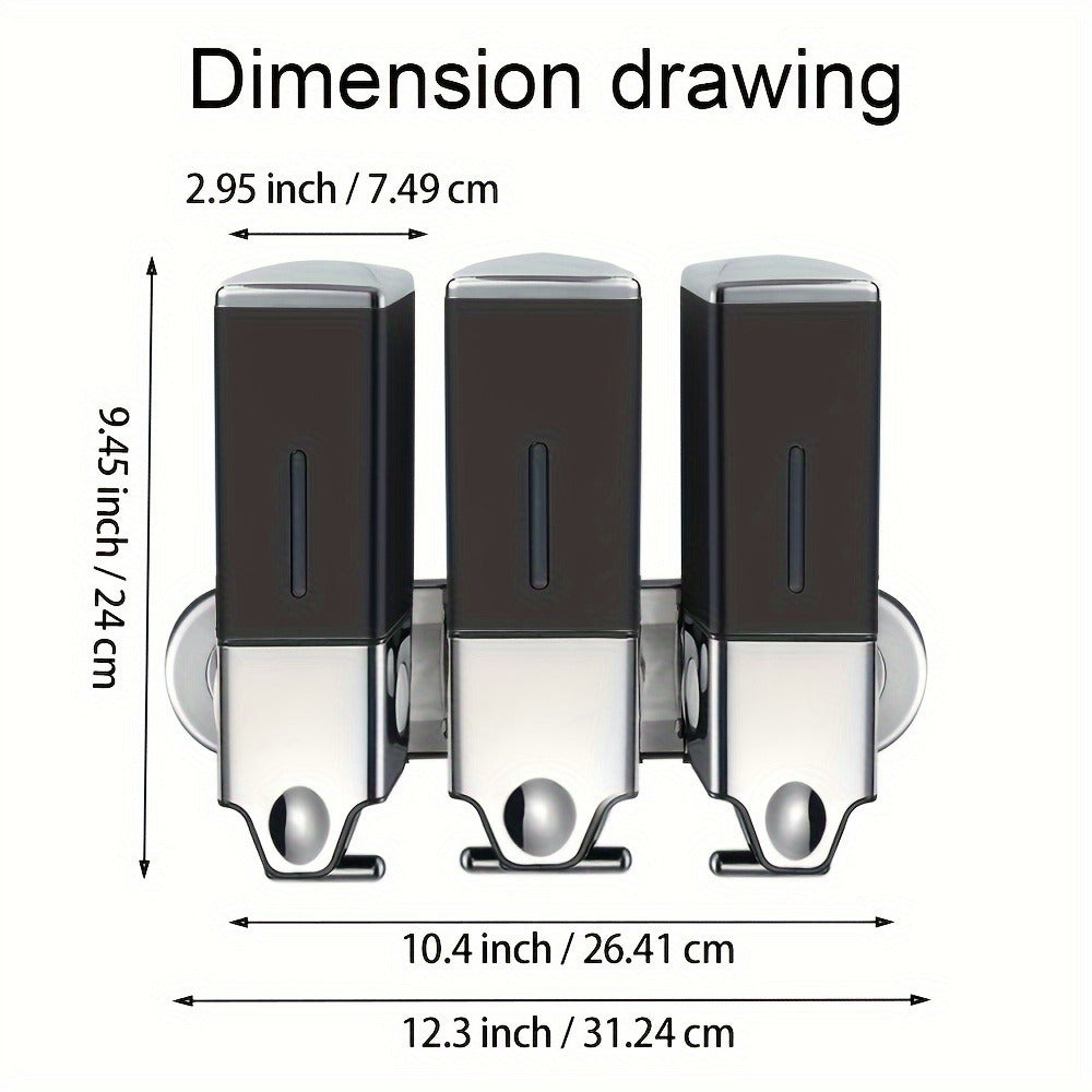 Wall Mounted Soap Dispenser Set 3-Pack No Drill 16.91oz Shampoo Shower Gel Conditioner Dispenser for Bathroom Kitchen - product image 4