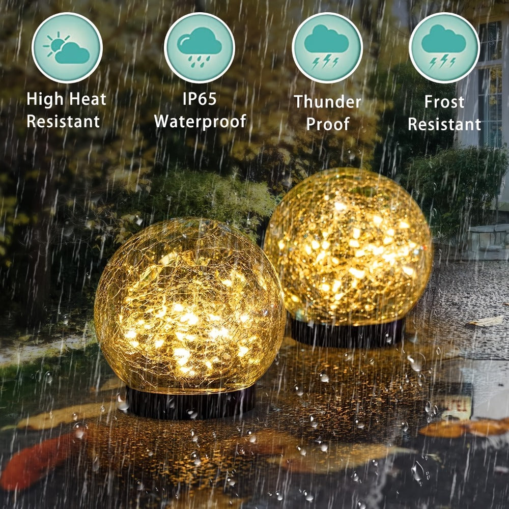 Solar Garden Globe Lights 4 Pack Cracked Glass Ball Outdoor Solar Sphere Lights with 30 LED Warm White IP65 Waterproof Auto On Off for Garden Patio Lawn Yard Pathway Christmas Deco - product image 8