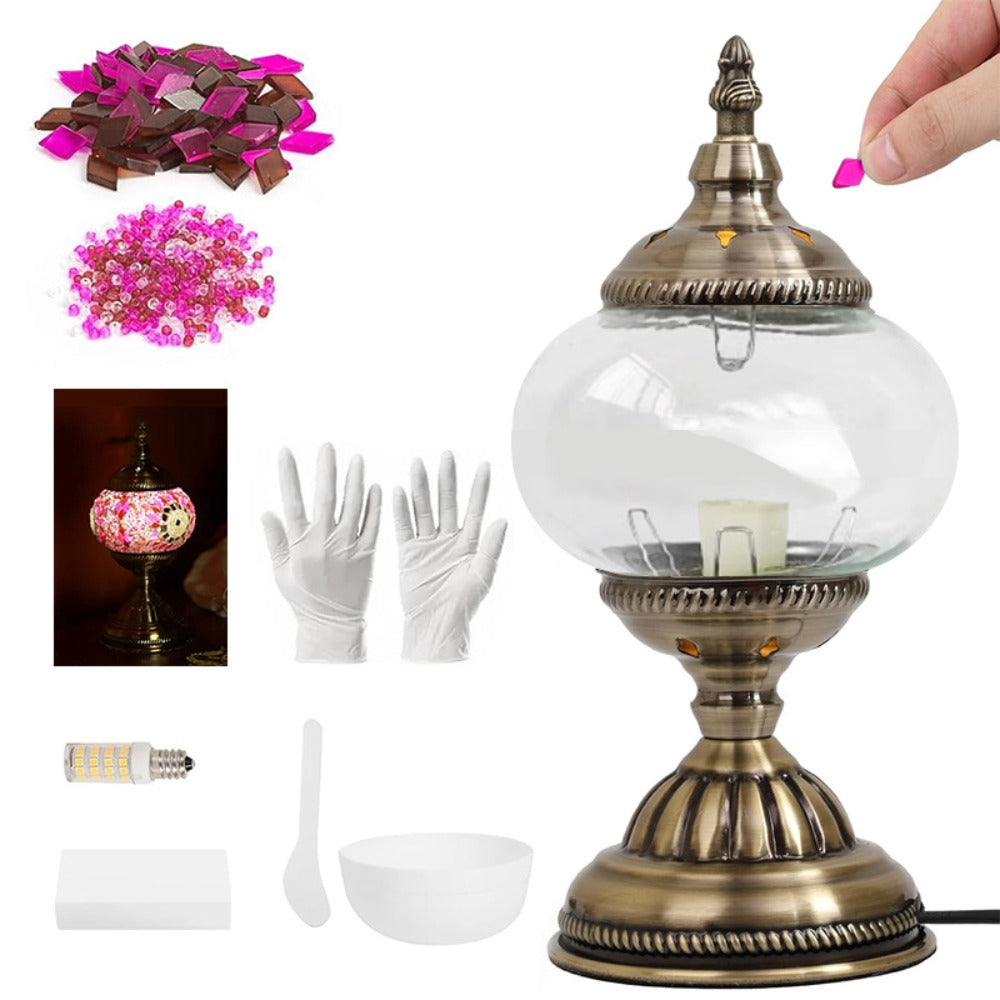 Moroccan Table Lamp Handmade DIY Turkish Lamp Dimmable Glass Metal Brass Bohemian Bedside Night Light with Remote for Bedroom Living Room Office Vintage Boho Home Decor Gift Multip - product image 9