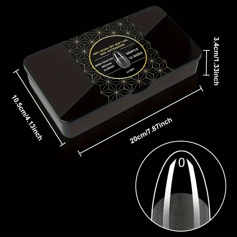 Gel Nail Tips 600 Pieces Clear Crystal Full Cover Nail Extensions – Almond Oval Coffin Stiletto Square Short Medium Long Soft Gel False Nails for Salon & DIY Nail Art Women - product image 12