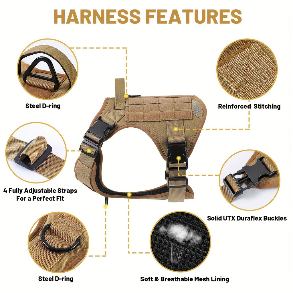 Adjustable Military Style Pet Harness for Small Medium Large Dogs – Dog Tactical Harness No-Pull Chest Vest with Handle - product image 4