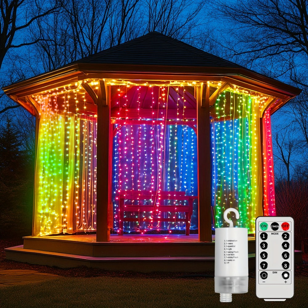 Curtain Lights for Gazebo Outdoor, 330 LED 10ft x 10ft Waterfall Fairy Lights Battery Operated with Remote, IP65 Waterproof Hanging String Lights with 8 Modes for Bedroom Porch Pat - product image 16