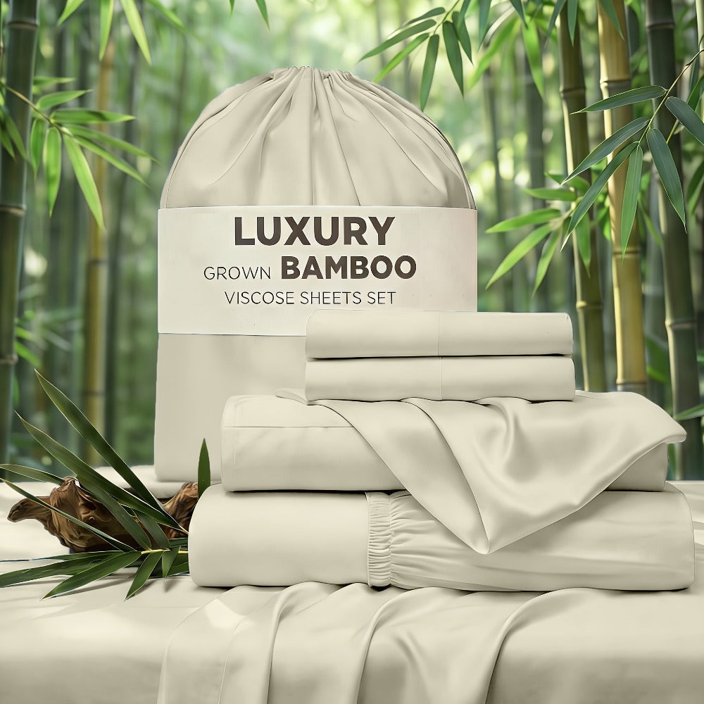 Cooling Bed Sheet Set 4 Piece Bamboo Rayon Deep Pocket Twin Full Queen King Extra Soft Wrinkle Fade Stain Resistant Hotel Luxury Pillowcase Bedroom Decor - product image 11
