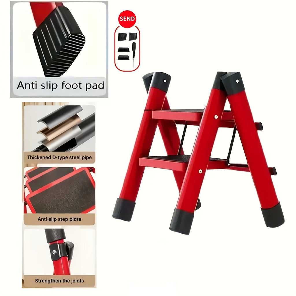 Folding Step Ladder with Anti-Slip Pedals & Handrail – 2/3/4/5 Step Stool for Adults, Sturdy Steel, Lightweight Portable, Non-Slip Feet, Rust-Resistant, Foldable for Home Kitchen O - product image 22