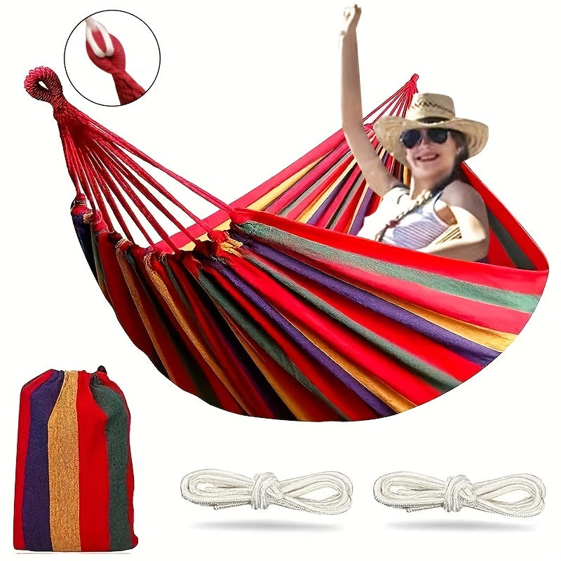 Camping Hammock Single Person Colorful Fabric Anti-Roll Design 330 lbs Capacity with Tree-Friendly Straps Carry-along Carrying Bag Outdoor Indoor Backyard Lounging