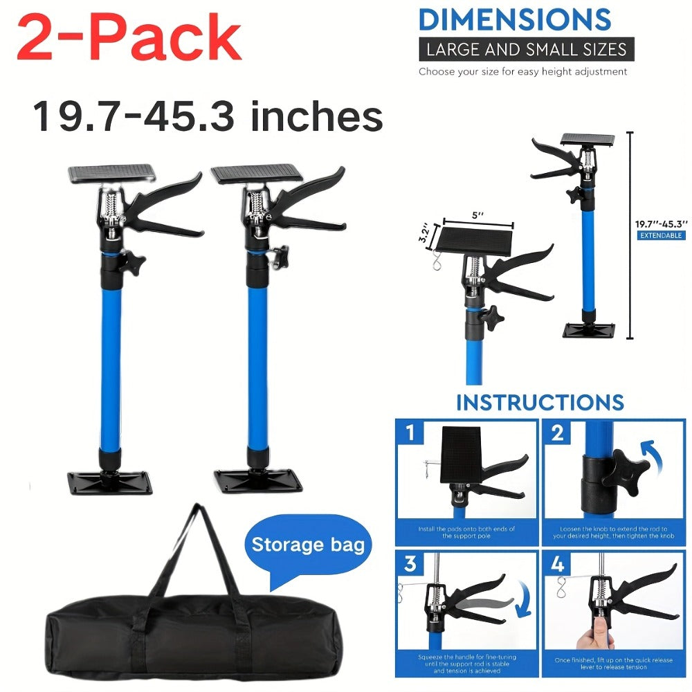 Adjustable Steel Support Rods for Drywall & Cabinet Installation, Extendable Construction Support Poles 19.7"-45.3" / 45"-114", Manual Lifting Tool Height Adjuster for Home Renovat - product image 16