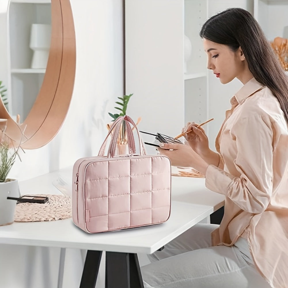 Hanging Travel Toiletry Bag Large Capacity for Full-Size Products Waterproof Cosmetic Organizer with Hook — Bathroom Makeup Travel Bag for Women Pink Beige Black - product image 14
