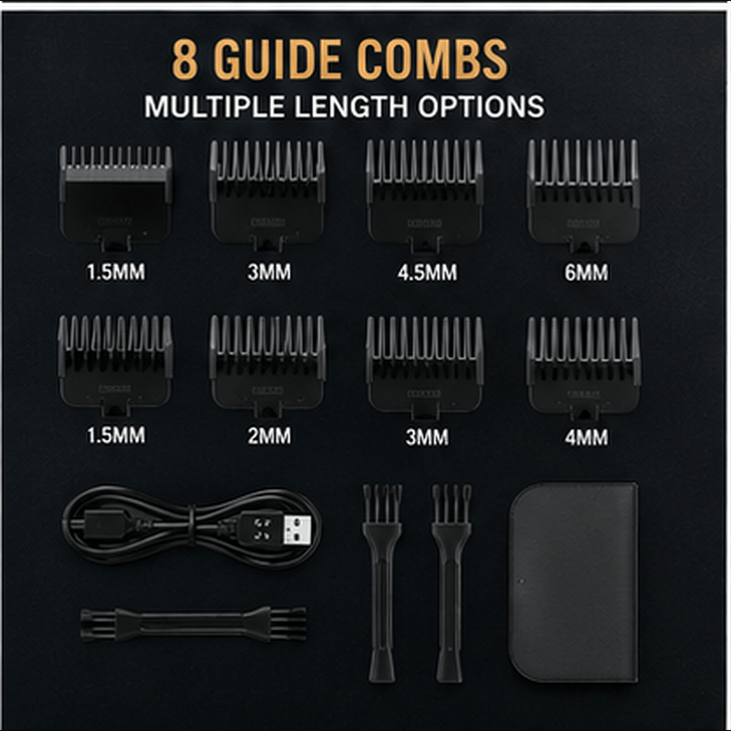 Men' Wireless Electric Hair Clipper & Trimmer - USB Rechargeable Professional Grooming Kit with LCD Display Suitable for Beard, Face, Body Hair Care, USB- for - product image 10
