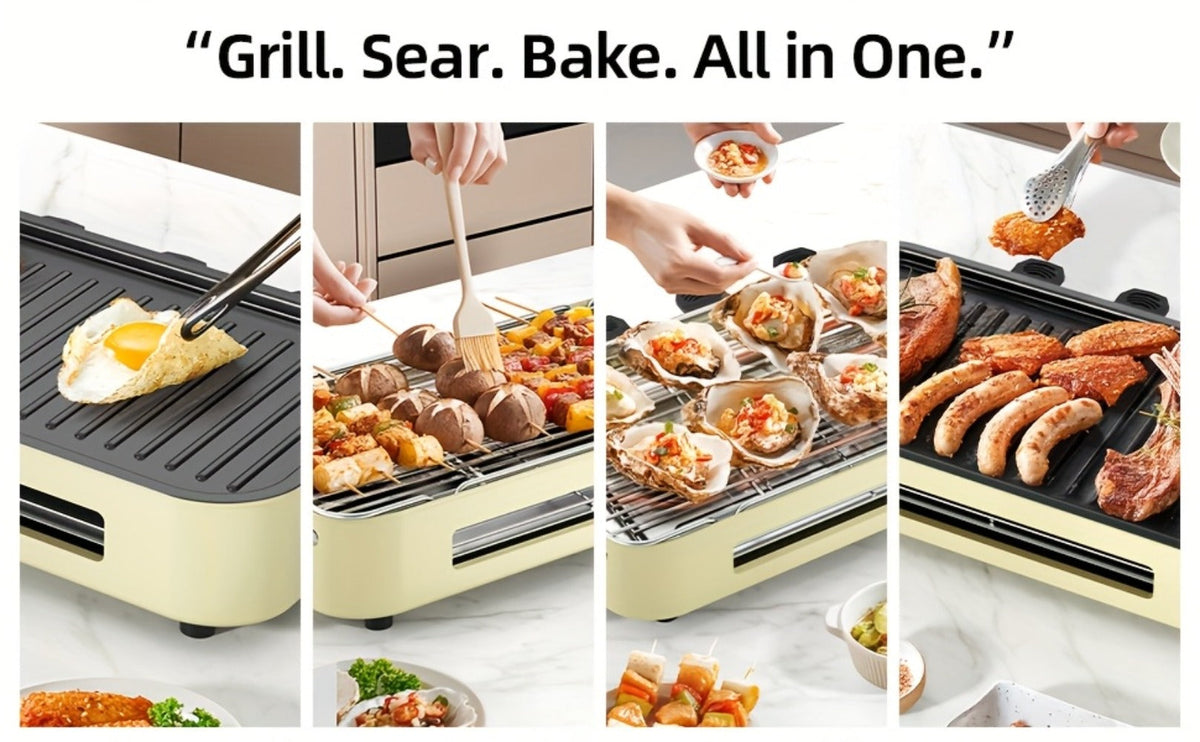 Electric BBQ Grill Indoor – 1500W Smokeless Tabletop Grill with Removable Frying Pan, Waffle Maker & Non-Stick Stainless Steel Plates, Adjustable Temperature, Perfect Christmas Hou - product image 12