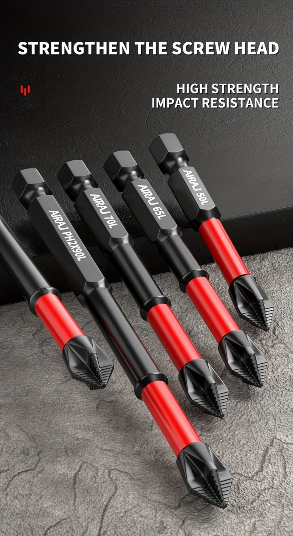 Impact Screwdriver Bits S2 Steel Anti-Slip, Magnetic Phillips Cross Drill Bit Set with Anti-Slip Teeth & High Hardness Tungsten Steel, Power Tool Bits for Home Repair, Bicycle, Fur - product image 13