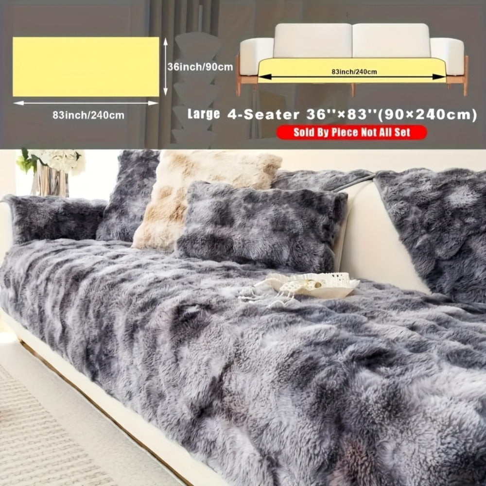 Plush Sofa Cover Faux Lamb Thick Fluffy Couch Slipcover Pet Friendly Machine Washable Gradient Color Polyester Furniture Protector for Armchair Single Double Triple Sofa Living Roo - product image 3