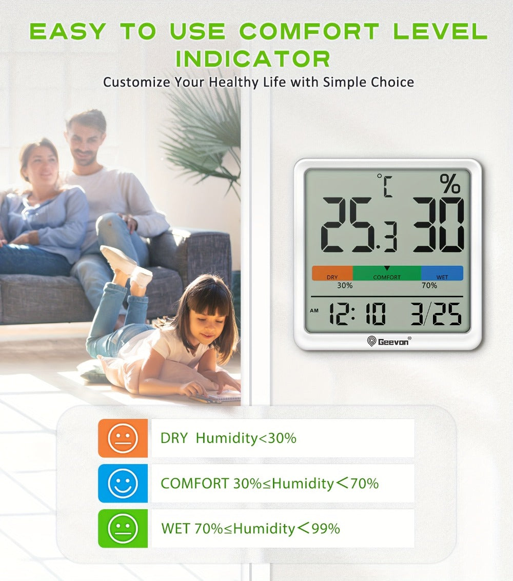 Indoor Thermometer Hygrometer Digital | Accurate Temperature Humidity Monitor with Clock & Calendar | Desktop Room Humidity Gauge for Home Office Bedroom Baby Room - product image 13