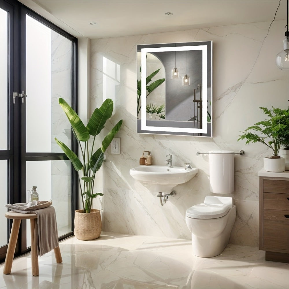 LED Bathroom Mirror with Anti-Fog – Dimmable Vanity Mirror, 3 Color Lighting Modes, Dual Light Source, Wall Mounted Horizontal or Vertical, Tempered Glass, Multiple Sizes - product image 2