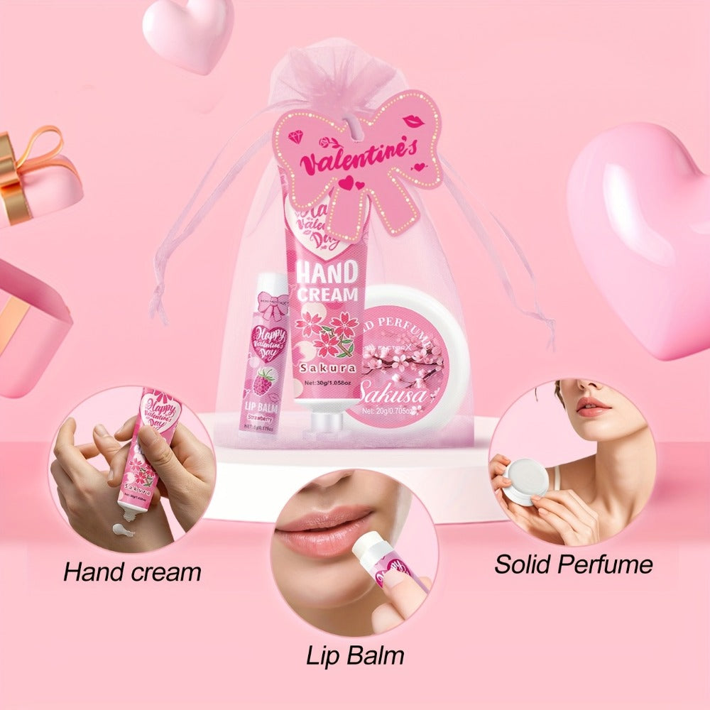 20pcs Beauty Gift Set Lip Balm Hand Cream Solid Perfume Pink Gift Bag Glossy Finish All Skin Types Holiday Party Mother's Day Wedding Bridesmaid Favors - product image 6