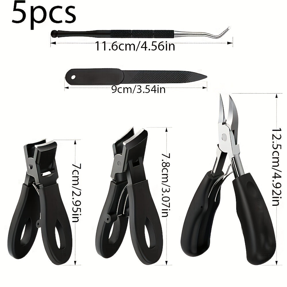 Concave Blade Wide Jaw Nail Clippers for Thick Toenails 5pcs Set Heavy Duty Stainless Steel Ingrown Toenail Trimmer Professional Pedicure Tool for Seniors Men Elderly - product image 4