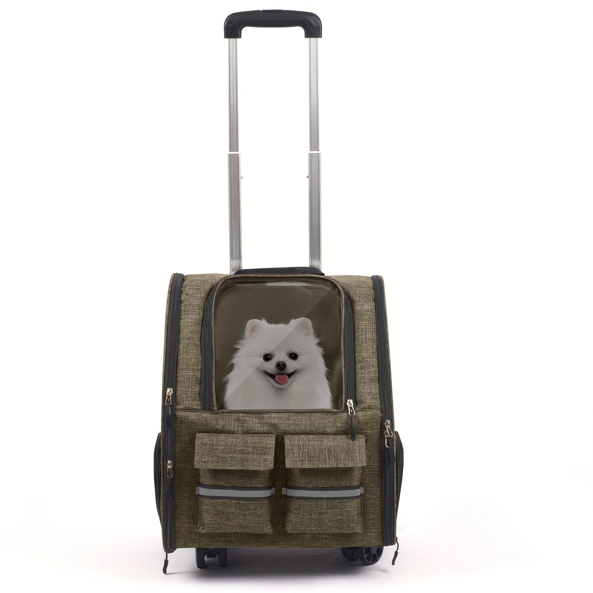 Rolling Pet Carrier with Wheels – 2-in-1 Trolley Cat Carrier Bag, Airline Approved, Telescopic Handle, Detachable Soft-Sided Travel Bag with Shoulder Strap - product image 4