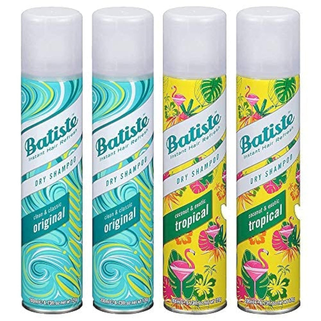 Batiste Dry Shampoo Spray Variety 4 Pack Original & Tropical 200ml Each – Instant Volume & Oil Absorption for All Hair Types, Refresh Between Washes, Great Value Bundle for Women & - product image 2