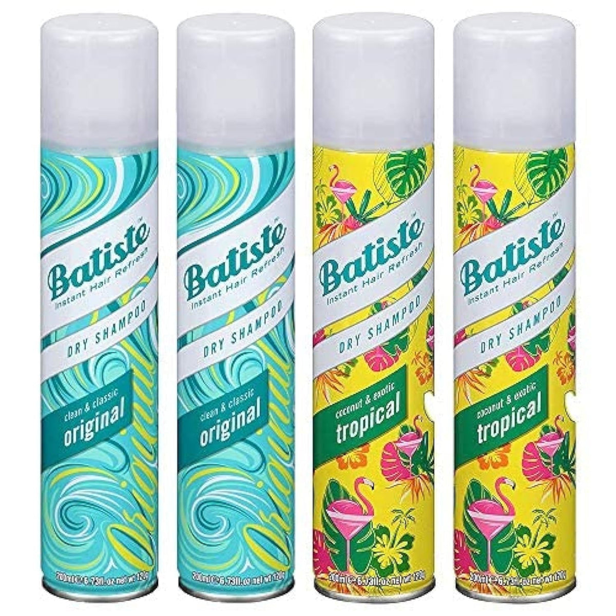 Batiste Dry Shampoo Spray Variety 4 Pack Original & Tropical 200ml Each – Instant Volume & Oil Absorption for All Hair Types, Refresh Between Washes, Great Value Bundle for Women & - product image 2