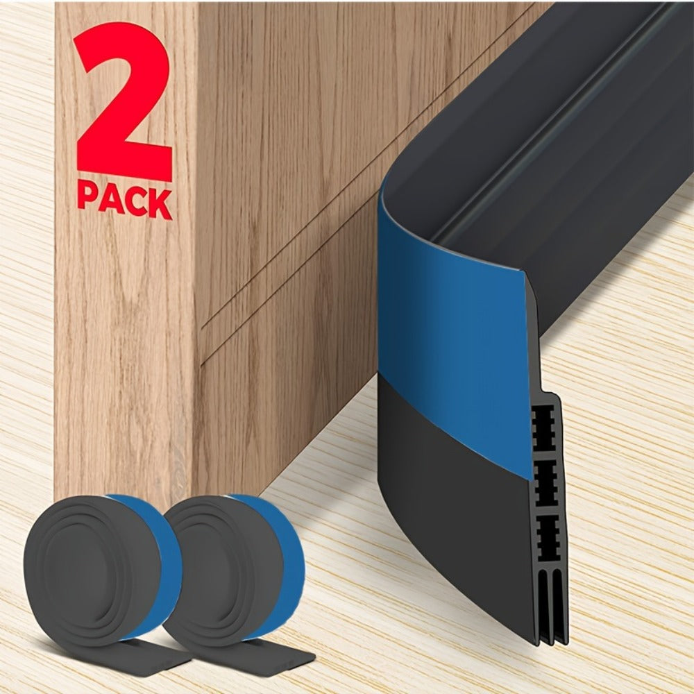 Door Draft Stopper 2pcs Silicone Weather Stripping 37" Under Door Seal Strip with Strong Adhesive – Noise Reduction, Energy Saving, Easy Install for Interior & Exterior Doors, Brow - product image 5