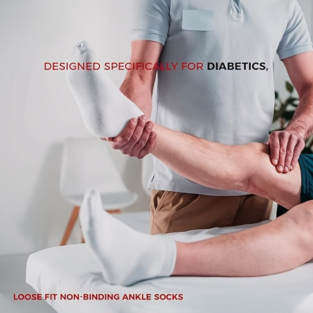Diabetic Socks 12 Pairs Non Binding Low Cut Cushioned Seamless Loose Fit Ankle Socks for Men Women Edema Neuropathy Wide Toe Box White Black Brown Grey Khaki Navy - product image 10