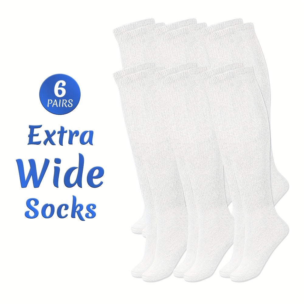 Extra Wide Socks for Swollen Feet 6 Pairs Stretch to 30 Inch Non-Binding Seamless Loose Fit Neuropathy Bariatric Edema Socks for Men Women Plus Size Seniors Multi Color - product image 21