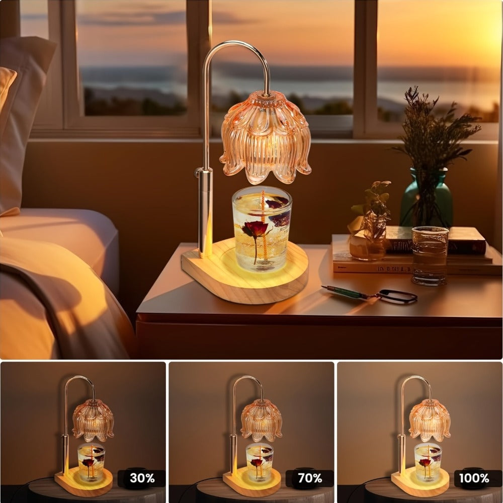Electric Candle Warmer with Timer, Crystal Wax Melt Warmer Lamp, Adjustable Temperature, Lily Shape Glass Candle Warmer for Scented Jar Candles, 2/4/8 Hour Timer, Holiday Home Deco - product image 6