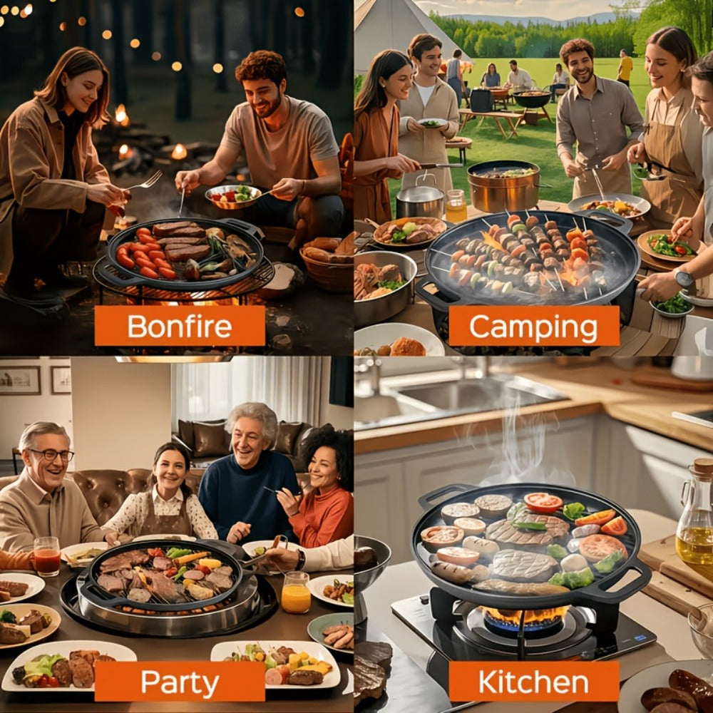 Cast Iron Skillet 11 Inch Pre-Seasoned Round Grill Pan with Dual Loop Handles – Even Heating for Oven, Stovetop, Campfire & Grill | Heavy-Duty Kitchen Cookware for Pizza, Steak & M - product image 16