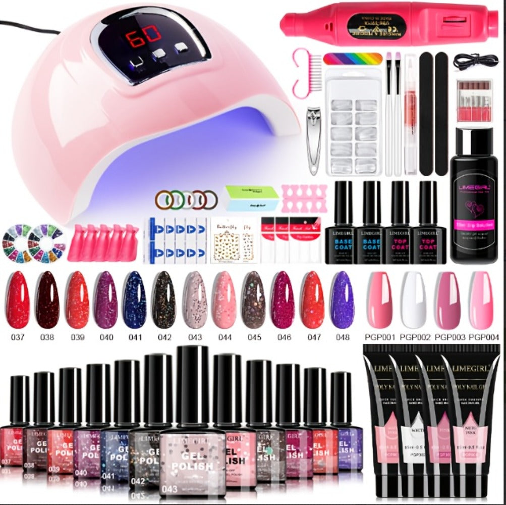 Gel Nail Polish Kit with UV Lamp & Electric Nail Drill - 12 Colors Gel Polish Set, Poly Extension Gel, Top & Base Coat, Glitter Nail Art Complete Starter Set for Home Salon, Beginn - product image 27