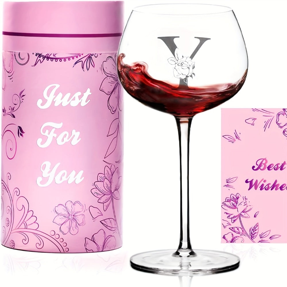 Personalized Wine Glass Gift for Women – A-Z Initial Letter Monogrammed Wine Glass with Gift Box & Greeting Card – Unique Birthday, Christmas & Mother's Day Gift for Mom, Best Frie - product image 23