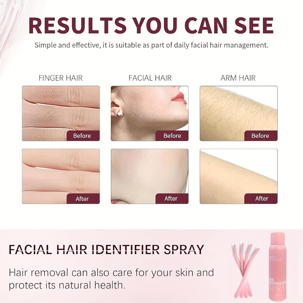 Squalane Shaving Spray for Women Alcohol-Free Moisturizing – Facial Hair Removal Peach Fuzz Pale Beige Tint Fine Mist Face & Body Conditioning Spray, Upgraded Set with 4 Razor Blad - product image 4
