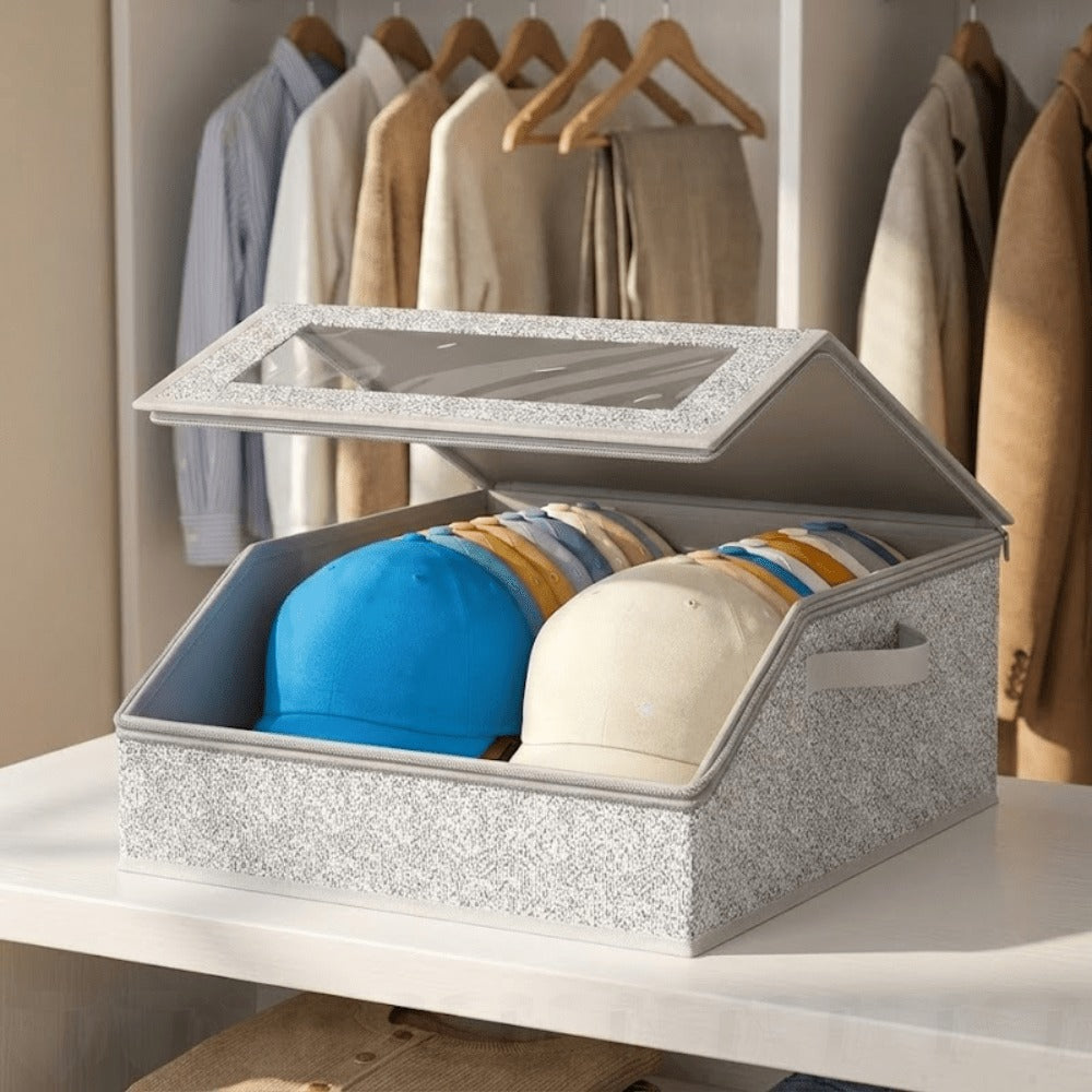 Baseball Cap Organizer for Closet – Large Hat Storage Box Holds 24 Ball Caps | Clear Window, Dustproof, Cardboard Inserts | Hat Rack Holder for Men & Women Bedroom Closet & Car - product image 6
