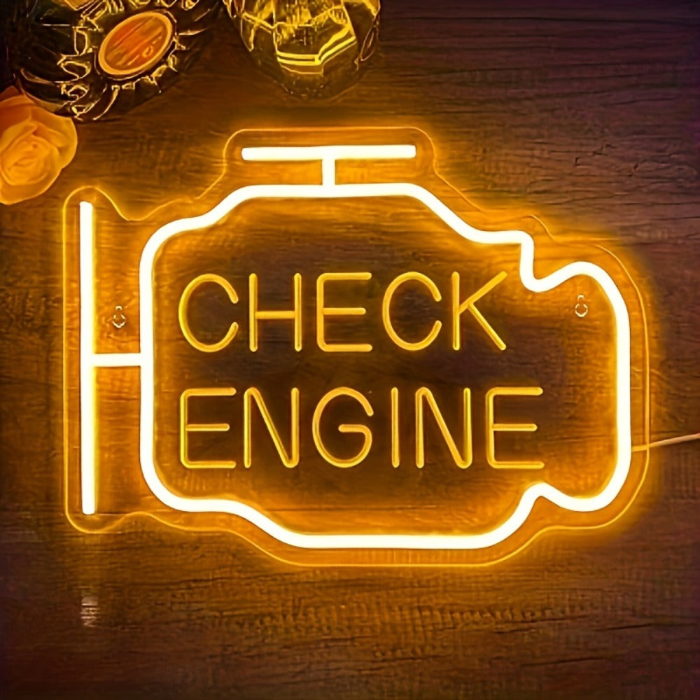 Neon Sign Check Engine LED – Funny Car-Themed Wall Mounted Light for Bedroom, Garage, Wedding, Engagement Party & Home Decor, Multipurpose Decorative Neon Lamp - product image