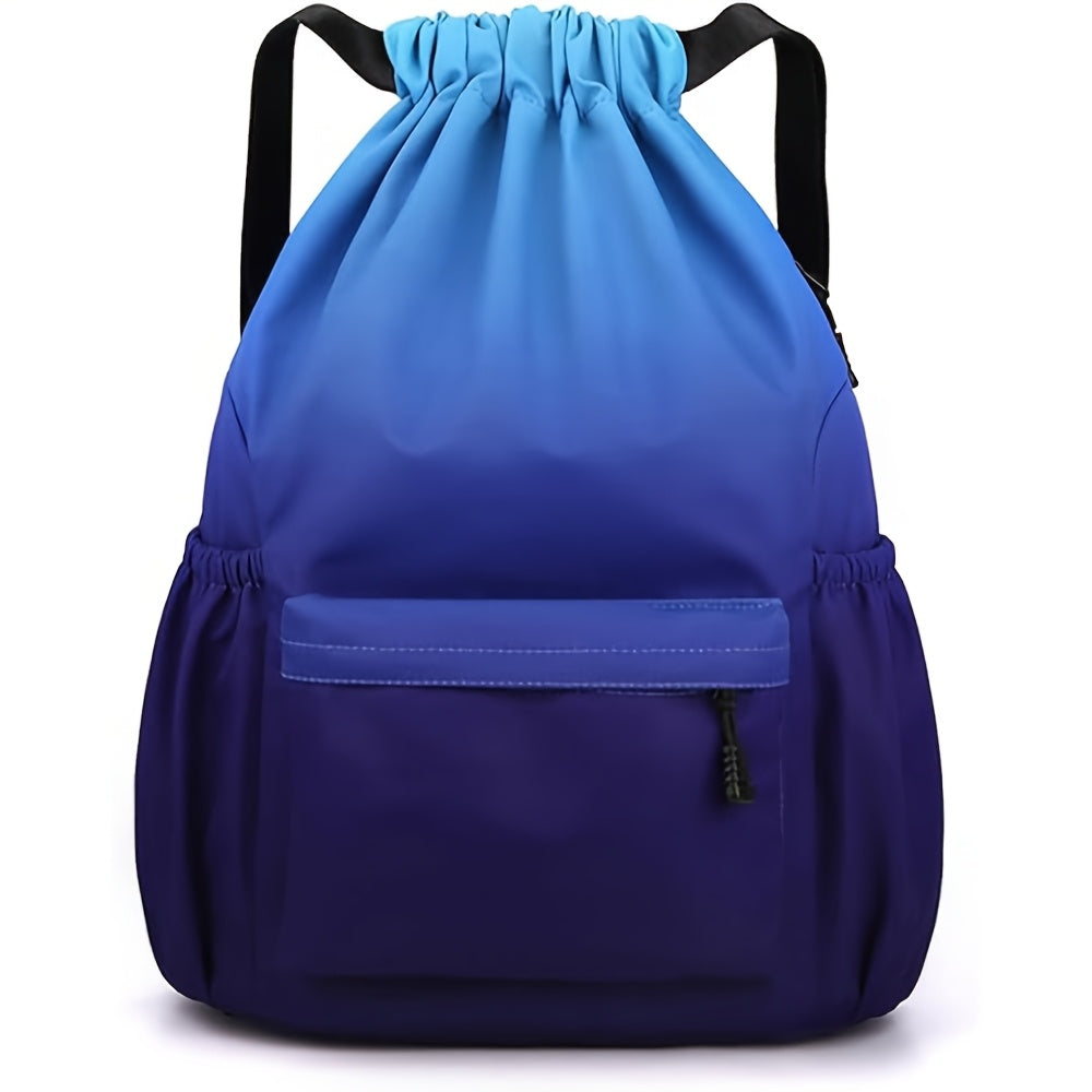 Drawstring Backpack Gym Bag | 4 Gradient Colors | Large Capacity Nylon Cinch Sack with Strap Pocket, Lightweight Training & Outdoor Travel Bag for Men Women