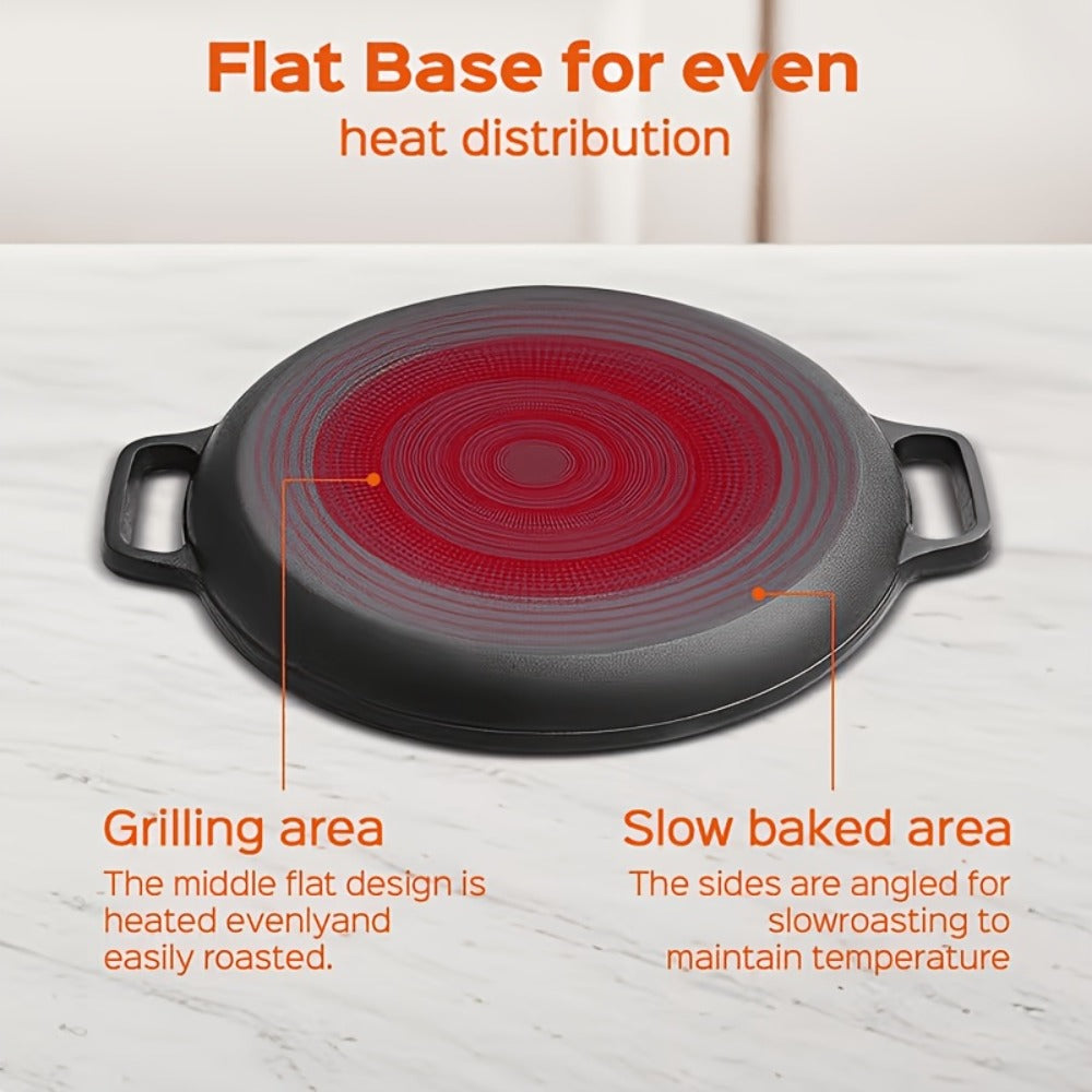 Cast Iron Skillet 11 Inch Pre-Seasoned Round Grill Pan with Dual Loop Handles – Even Heating for Oven, Stovetop, Campfire & Grill | Heavy-Duty Kitchen Cookware for Pizza, Steak & M - product image 6
