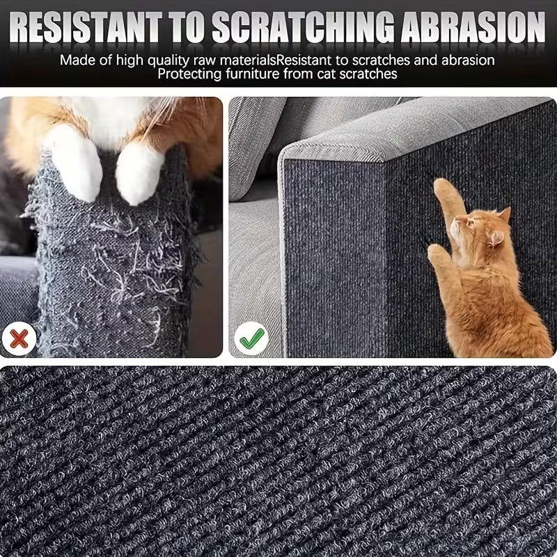 Cat Scratch Mat 55"x15" Trimmable Self-Adhesive Cat Scratching Pad for Furniture Sofa Couch Wall Door Corner Protection – Beige & Grey – Cat Scratcher Carpet - product image 4