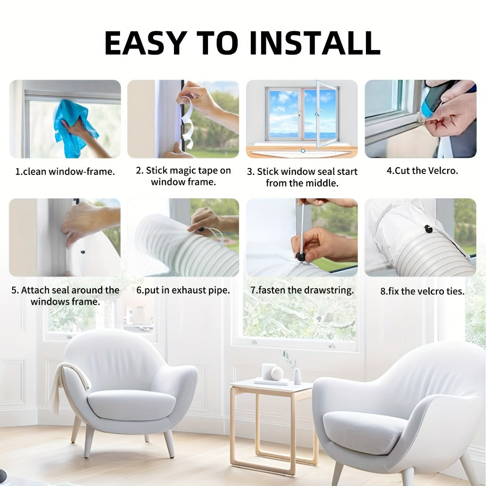 Portable AC Window Sealing Strip Universal | Adjustable Air Conditioner Exhaust Hose Seal Kit with Zipper & Adhesive | 4M 5M 220" 236" Sizes for All Portable Air Conditioners - product image 16