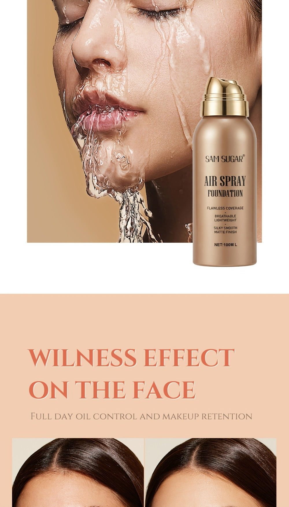 Waterproof Matte Foundation Spray Powder with Brush Set for Women - Sweat-Proof Long-Lasting Full Face Coverage Natural Finish Oil Control, 3 Shades for All Skin Types - product image 14