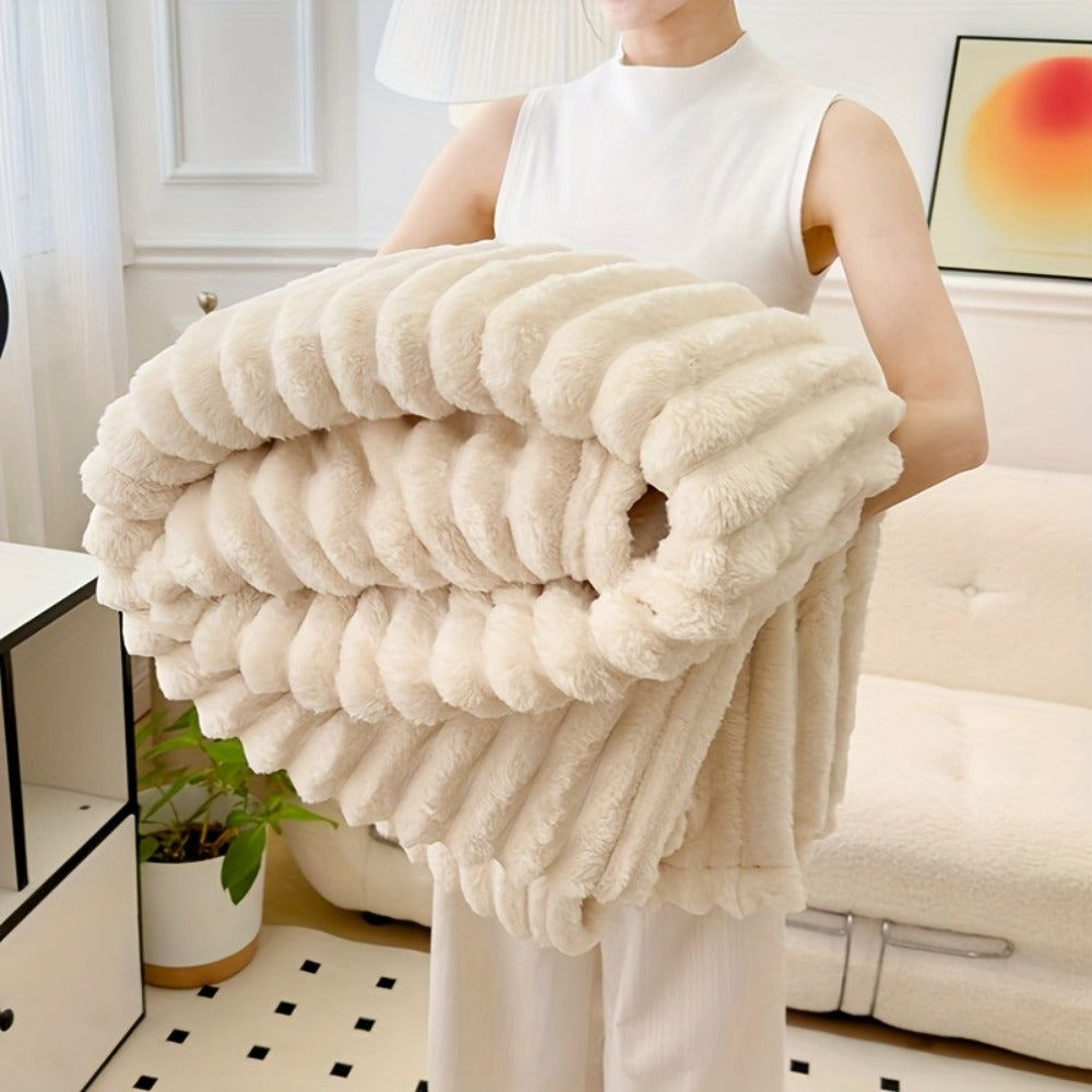 500gsm Heavy Plush Blanket – Ultra Thick Soft Warm Fluffy Blanket for Bed, Sofa & Travel, Baby to Double Size, 5 Colors - product image