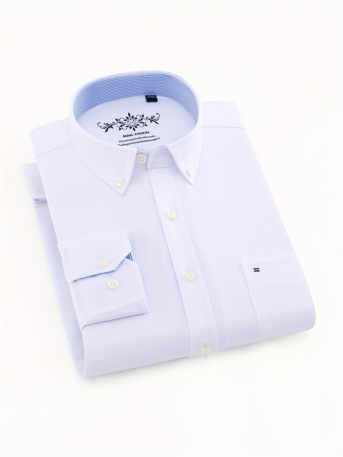 Men's Cotton Blend Dress Shirt, Casual Lapel Collar, Non-Stretch Solid Color, Regular Long Sleeve, Single Breasted Placket, Regular Fit, for Spring/Fall - product image 2