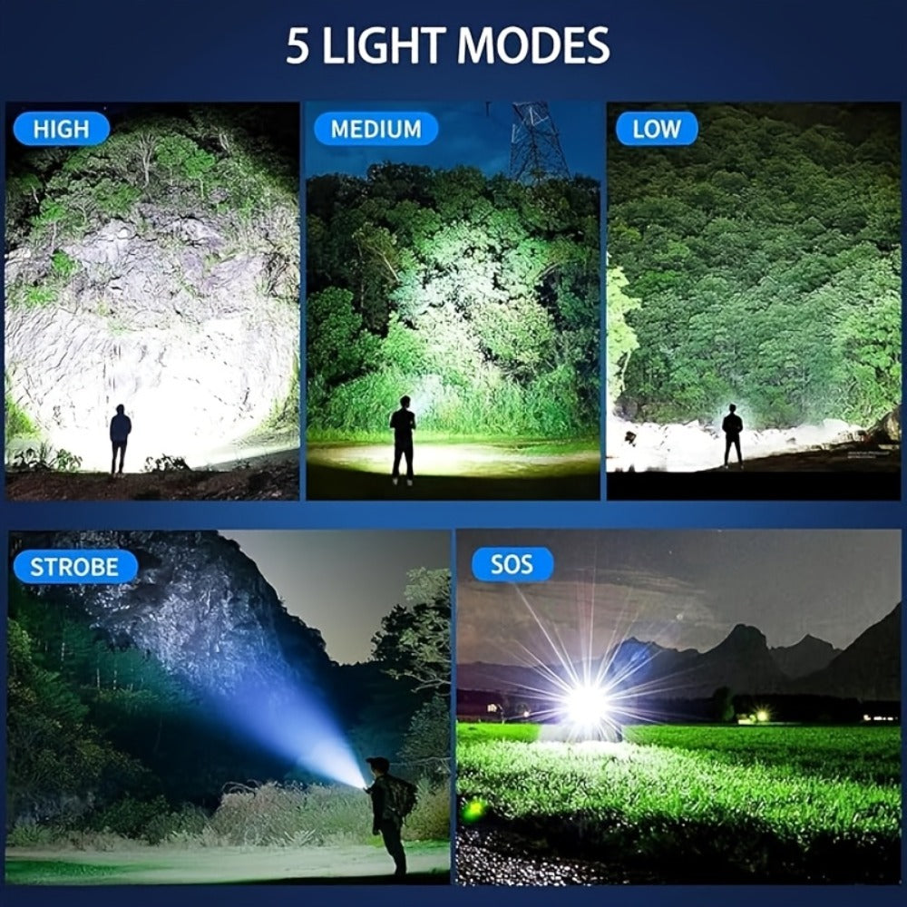LED Flashlight Rechargeable 1000 Lumen – 2-Pack Super Bright Tactical Flashlight with Digital Display, Camping Fishing Hunting Emergency Lighting, Gift Box Included, Father's Day G - product image 8