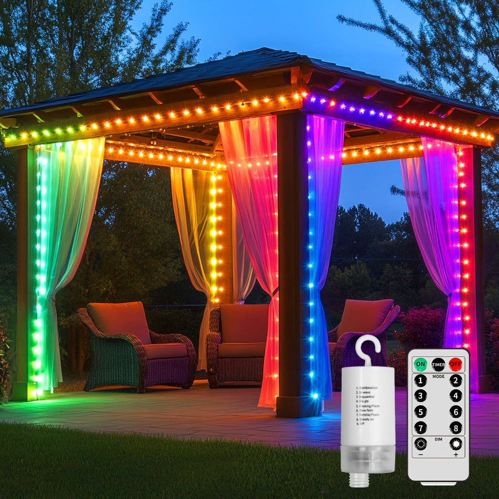 Curtain Lights for Gazebo Outdoor, 330 LED 10ft x 10ft Waterfall Fairy Lights Battery Operated with Remote, IP65 Waterproof Hanging String Lights with 8 Modes for Bedroom Porch Pat - product image 5