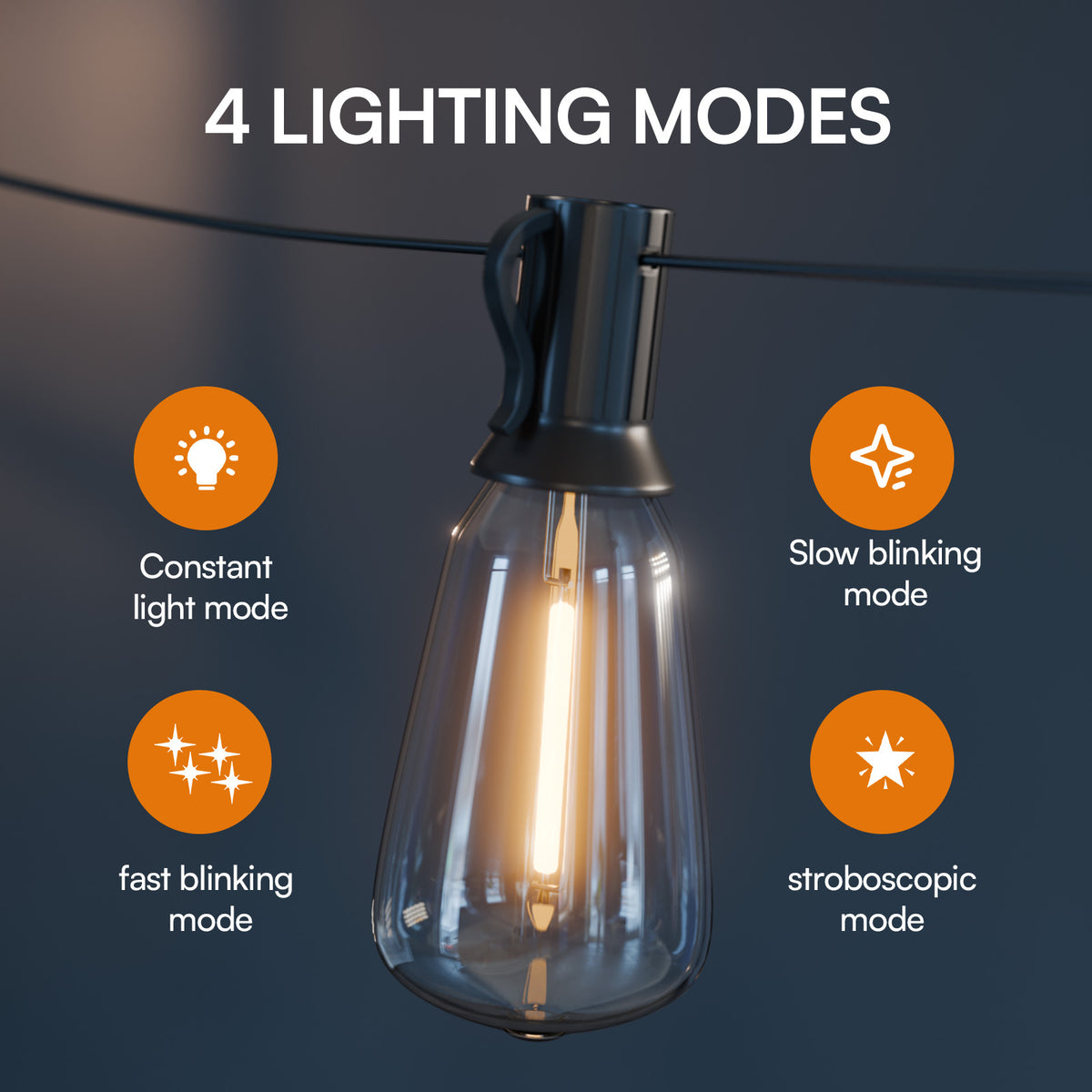100ft/50ft Waterproof LED String Lights with Shatterproof ST38, Dimmable Outdoor Lights Suitable for Yard, Pool, Camping, Wedding & Garden Decor, 4 Mode - product image 14