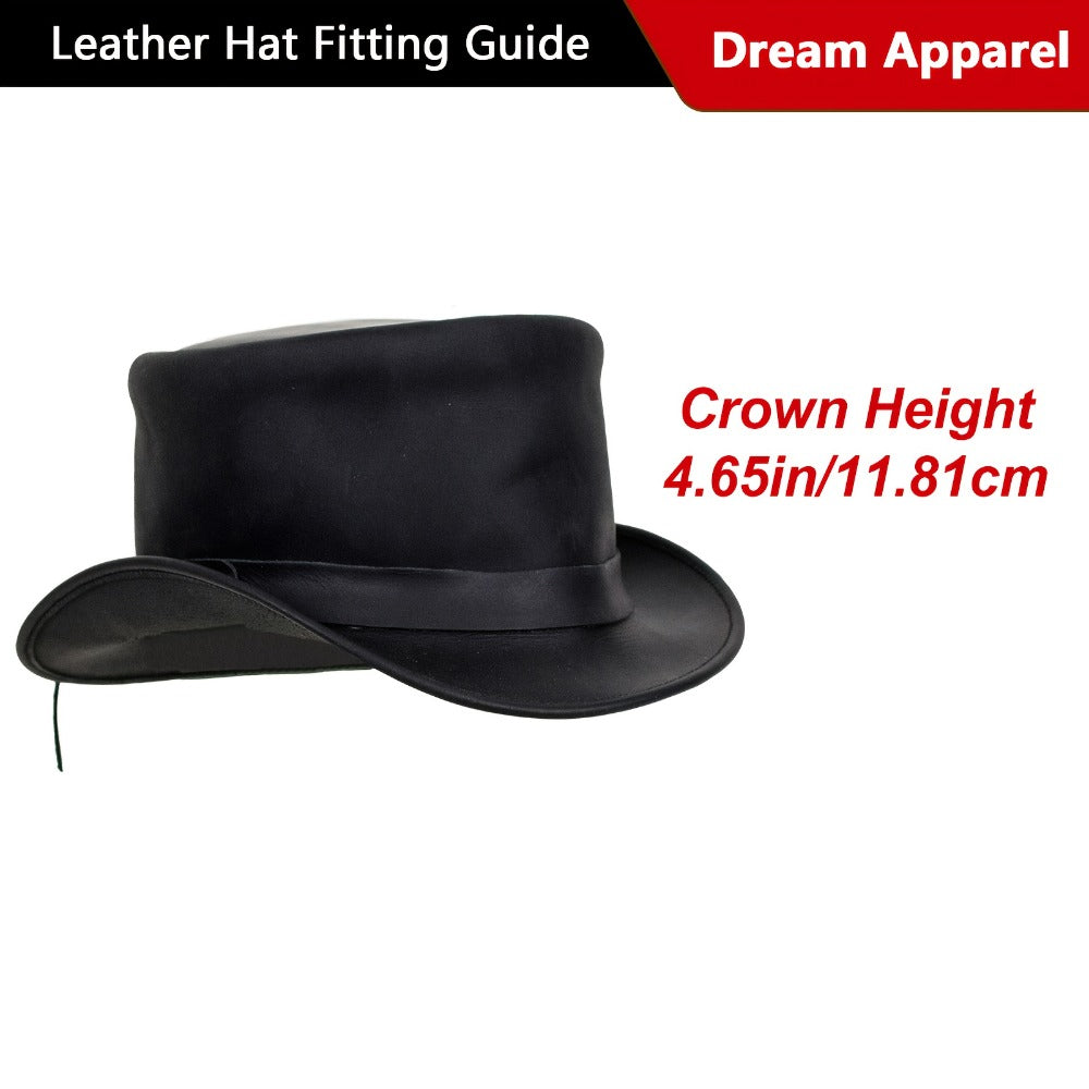 Genuine Leather Top Hat Steampunk | Shapeable Wide Brim Gentleman Hat for Men Women, Halloween Costume Topper, Deadman Victorian Derby Hat, Handcrafted - product image 7
