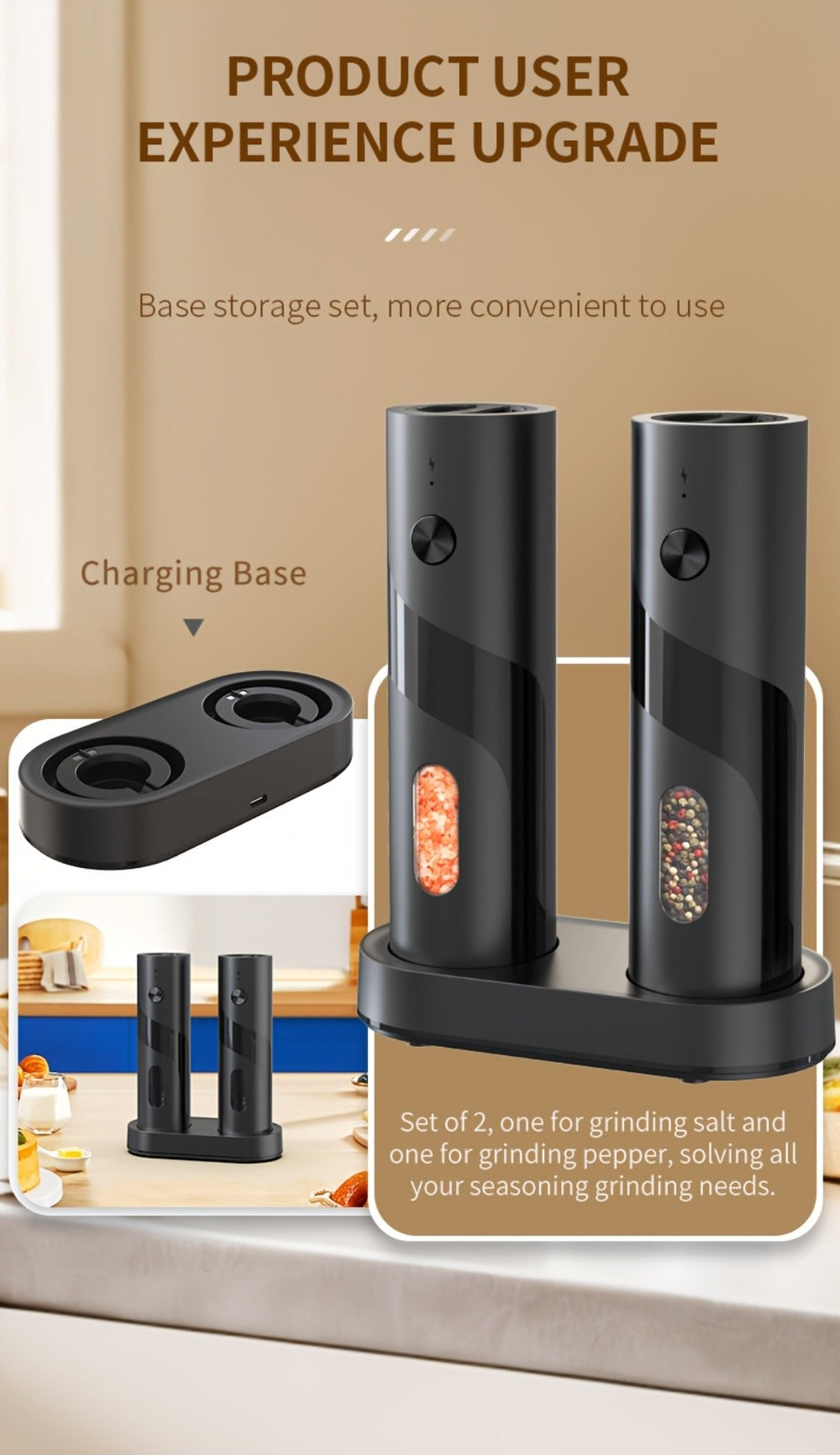 Electric Salt and Pepper Grinder Set – Rechargeable Automatic Mills with LED Light, Adjustable Coarseness & 3.72oz Capacity for Home Kitchen, BBQ, Restaurant & Outdoor Entertaining - product image 20