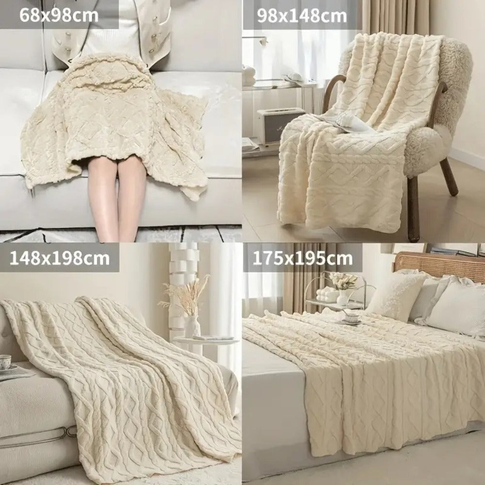 3D Plush Dense Weave Fleece Blanket – Ultra-Soft Warm Throw for Bed, Couch, Travel & Outdoor, Air-Conditioning Friendly, 3 Colors, 2 Sizes - product image 7