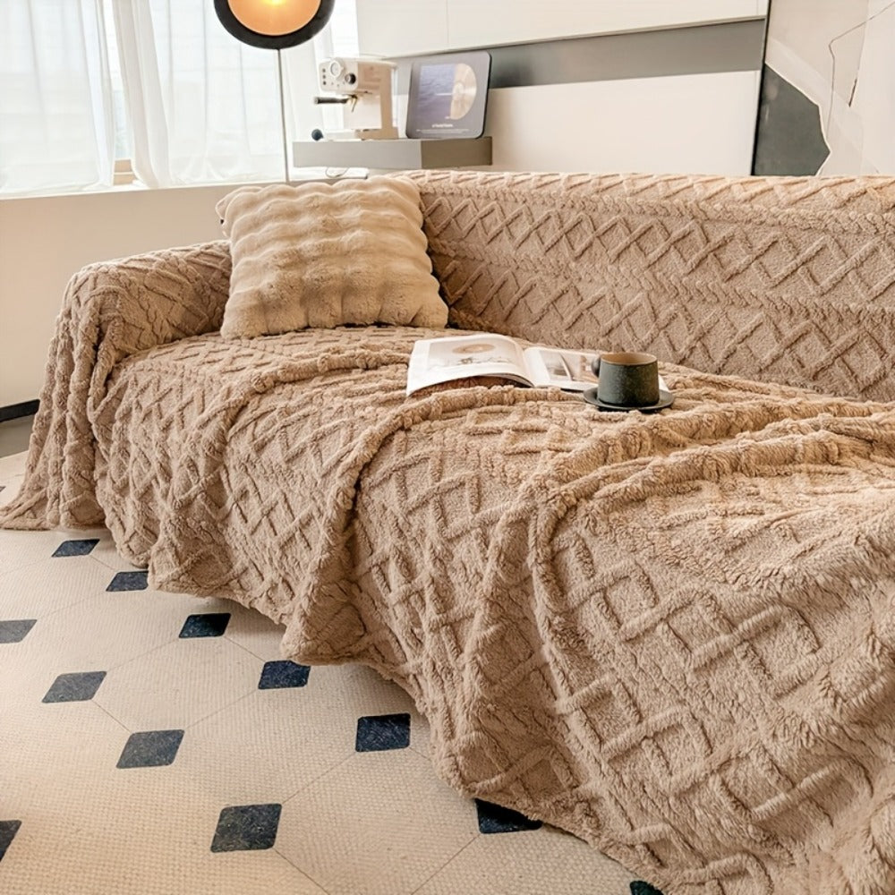 Velvet Sofa Cover Bohemian Jacquard Slipcover Soft Polyester Non-Slip Washable Pet Friendly Fits 3 4 Seater Sofa Couch for Living Room Bedroom - Green Blue Coffee Brown Dark Gray B - product image 9
