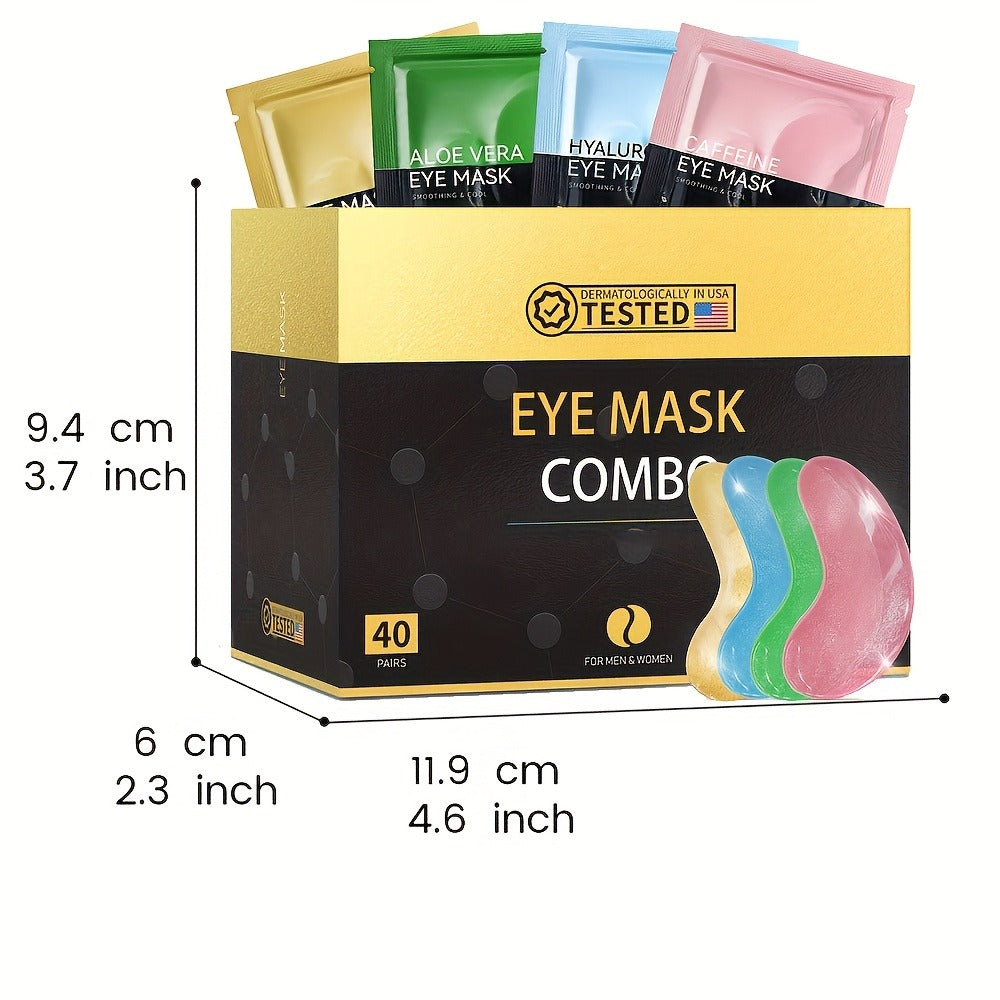 Collagen Eye Mask Patches 40 Pairs – Caffeine & Aloe Vera Under Eye Patches 4 Types Eye SPA Multi-Color Depuff Dark Circle Moisturizing Daily Eye Care Gift Set for Women - product image 5