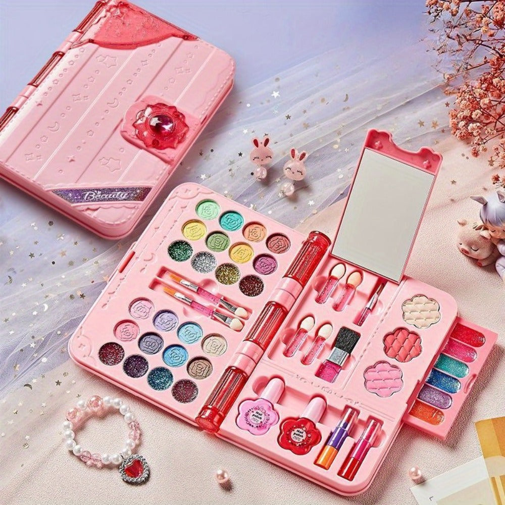 Kids Washable Makeup Set with Mirror — Princess Makeup Case for Girls, Birthday & Halloween Gift, Safe Non-Toxic Cosmetic Play Set for Children - product image 3