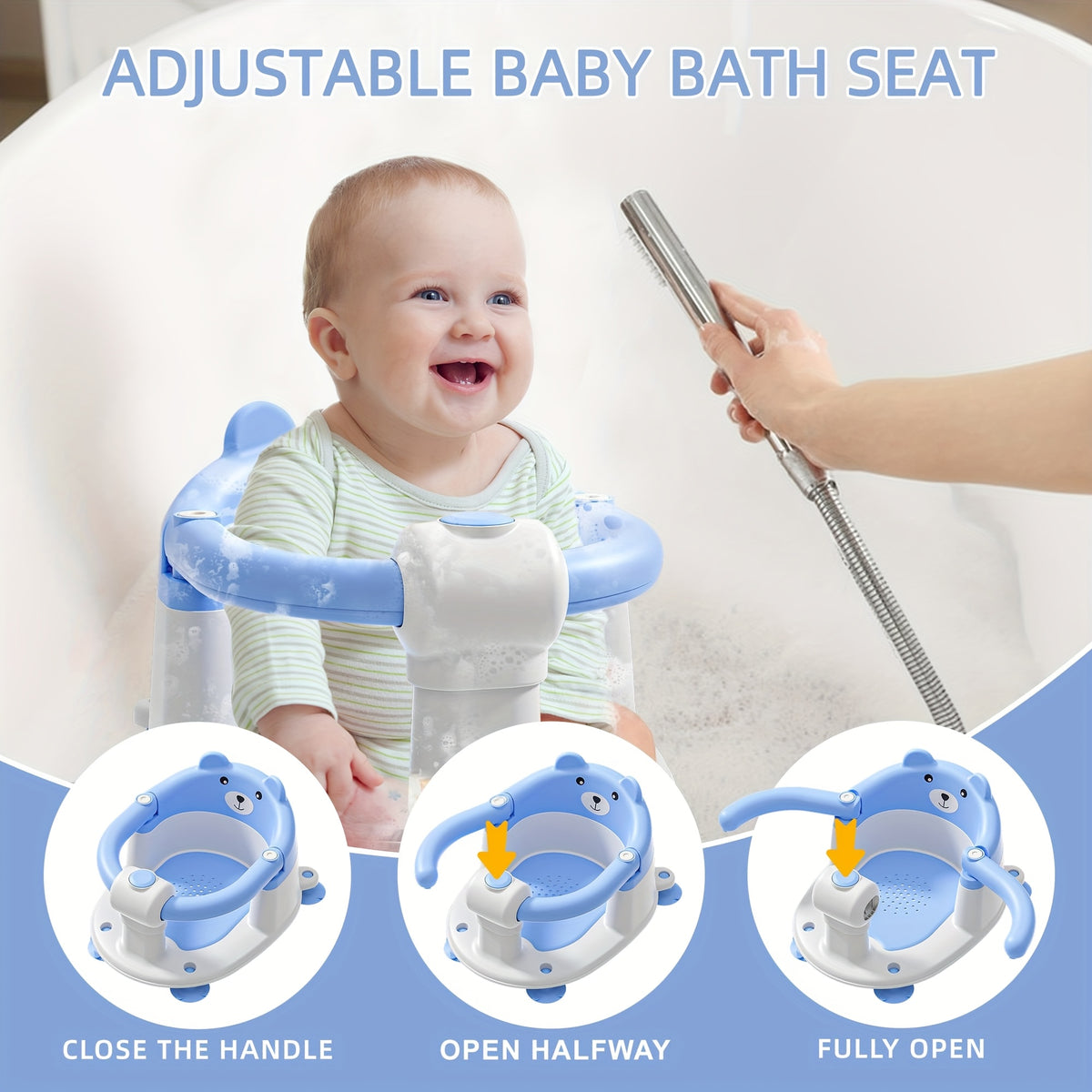 Baby Bath Seat for Babies 6 Months & Up, Toddler Bath Seats for Babies Sitting Up, Non-Slip Infant Bath Tub Chair with 4 Suction Cups & Soft Cushion for - product image 7