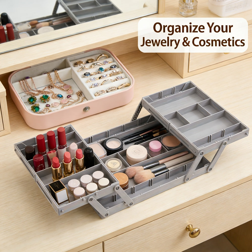 Collapsible Drawer Organizer Box, Double Row Expandable Desk & Drawer Storage with ABS Material, Jewelry Cosmetics Home Office Organizer - product image 11